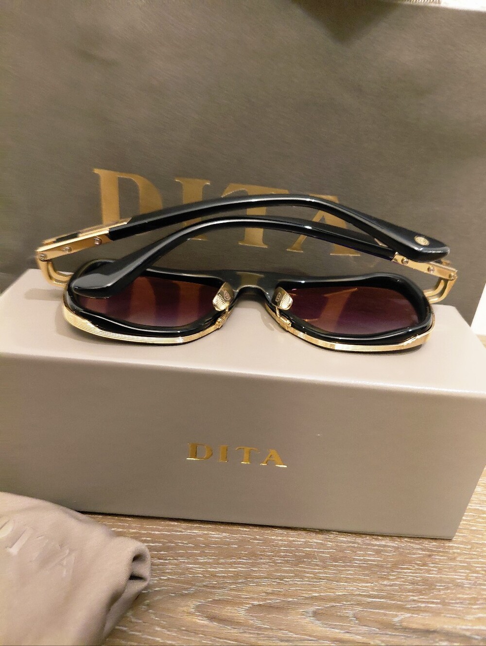 DITA LXN-EVO 25th Anniversary (DTS403-A) Black/Gold Framed Aviator Sunglasses - Picture 7 of 14
